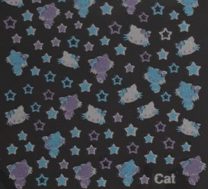 Nail Sticker - Kitty weiss, blau, lila mit Sternen