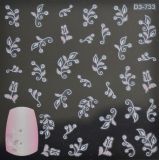 Glitter-Nail Sticker rosa silber Blüten-Ranken