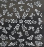 Nail Sticker Blumen weiß/silber