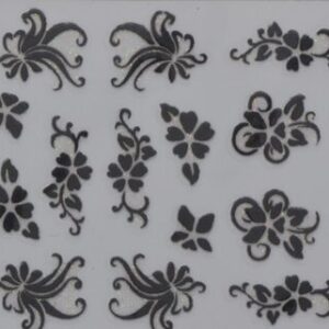 3D Nail Sticker schwarze Blüten und Ranken