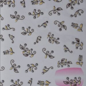 3D Nail Sticker schwarz/gold Blumen